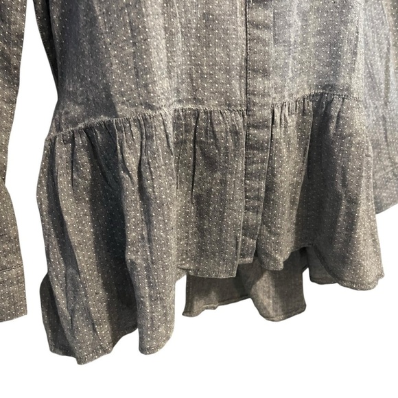 Sunday in Brooklyn Anthropologie Chambray Peplum Button Down Top Medium Gray - Picture 6 of 12